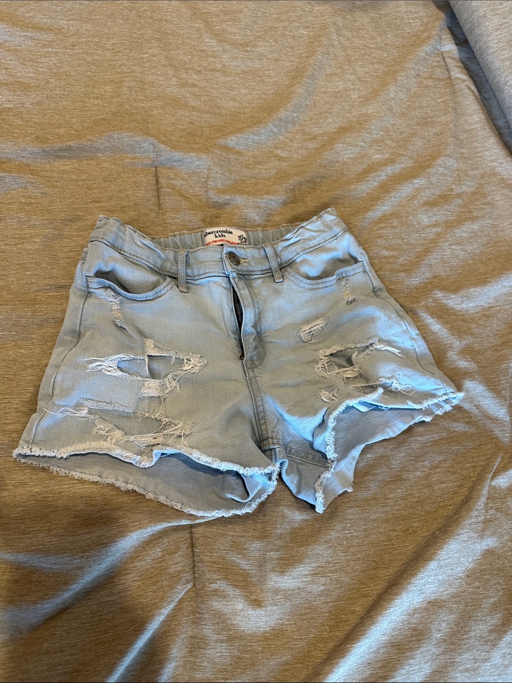 Abercrombie & Fitch Light Wash Ripped Denim Shorts